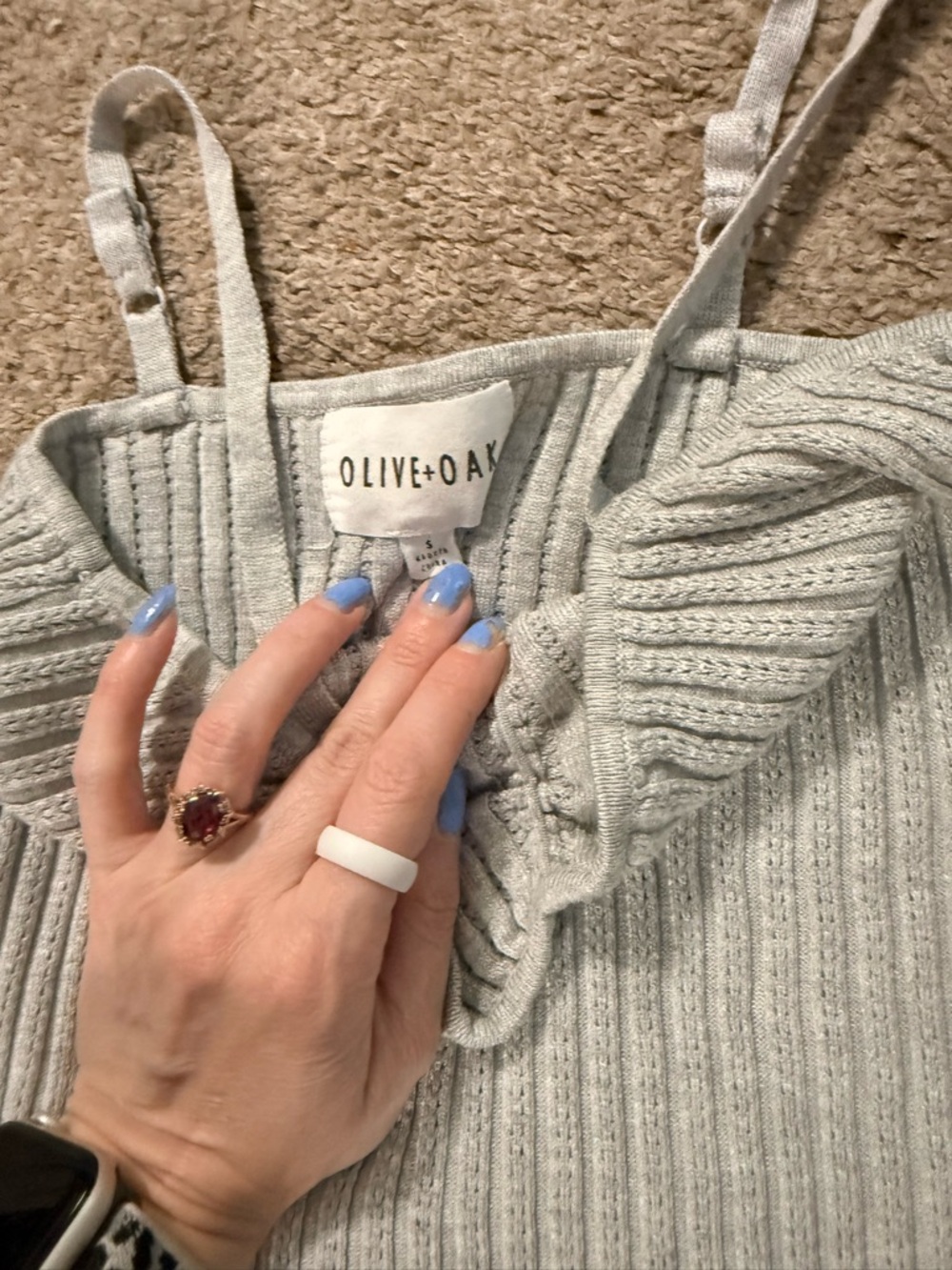 Olive & Oak Light Gray Ribbed Knit Maxi Two-Piece Set - Picture 4 of 11